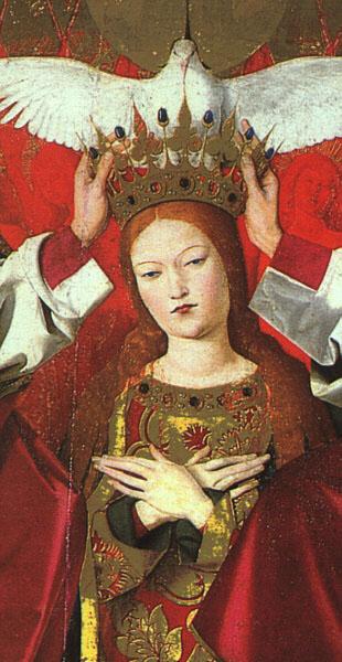 CHARONTON, Enguerrand The Coronation of the Virgin, detail: the Virgin jkh Sweden oil painting art